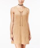 Be Bop Juniors' Lace-up Faux-suede Shift Dress