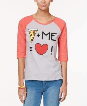 Pretty Rebellious Juniors' Pizza Graphic Baseball T-shirt