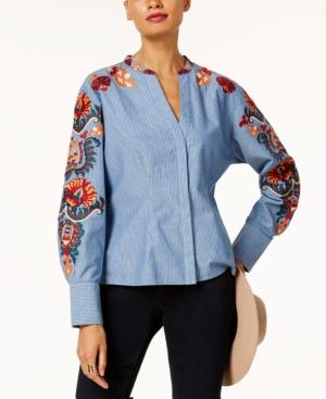 Anna Sui Loves Inc International Concepts Cotton Embroidered Shirt, Created For Macy's