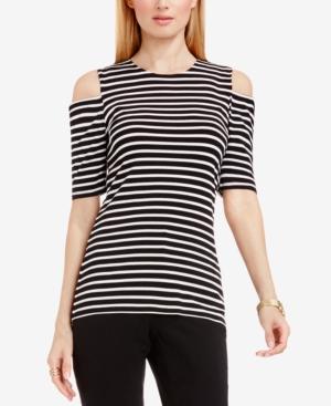 Vince Camuto Striped Cold-shoulder Top