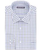 Geoffrey Beene Men's Tall Bedford Cord Classic-fit Blue Multi Check Dress Shirt