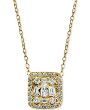 Giani Bernini Cubic Zirconia 18k Gold Plated Sterling Silver Cluster Square Pendant Necklace 18, Created For Macy's