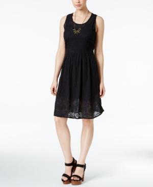 Lucky Brand Sleeveless Embroidered Sheath Dress