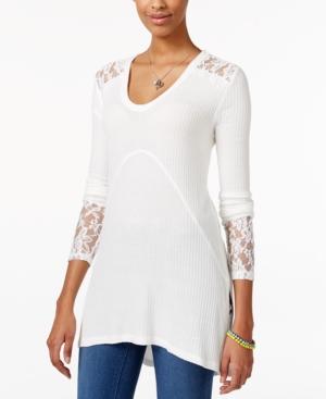 American Rag Long-sleeve Mixed-media Tunic, Only At Macy's
