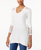 American Rag Long-sleeve Mixed-media Tunic, Only At Macy's