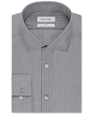 Calvin Klein Steel Slim-fit Non-iron Performance Seagull Stripe Dress Shirt