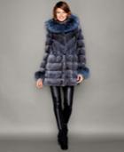 The Fur Vault Fox-fur-trim Hooded Mink Fur Coat