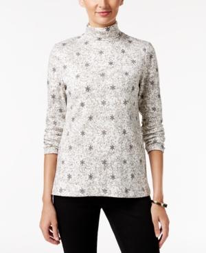 Charter Club Snowflake-print Turtleneck Top, Only At Macy's