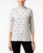 Charter Club Snowflake-print Turtleneck Top, Only At Macy's