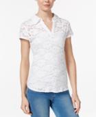 Maison Jules Crochet Lace Polo, Created For Macy's