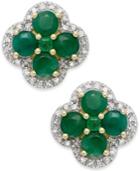 Emerald (4 Ct. T.w.) And Diamond (1/4 Ct. T.w.) Clover Earrings In 14k Gold
