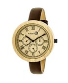 Earth Wood Brush Leather-band Watch W/day/date Khaki 40mm