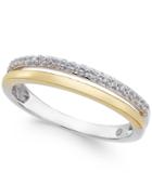 Diamond Two-tone Band (1/8 Ct. T.w.) In 14k White And Rose Gold, Or 14k White Gold And Gold