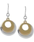 Hint Of Gold Layered Disc Earrings In 14k Gold-plated And Silver-plated Metal