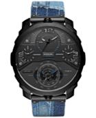 Diesel Men's Chronograph Machinus Patched Blue Denim Strap Watch 51x55mm Dz7381