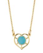 2028 14k Gold Dipped Heart With Round Circle Light Blue Enamel Necklace 16