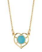 2028 14k Gold Dipped Heart With Round Circle Light Blue Enamel Necklace 16