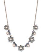 Marchesa Gold-tone Crystal, Stone & Imitation Pearl Statement Necklace, 16 + 3 Extender