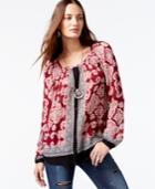 Lucky Brand Mixed-print Peasant Top