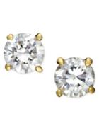 B. Brilliant 18k Gold And Sterling Silver Earrings, Round Cubic Zirconia Studs (1/2 Ct. T.w.)