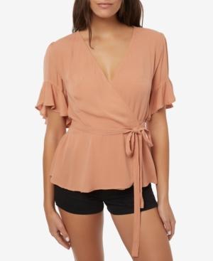 O'neill Juniors' Sarita Ruffle-sleeve Wrap Top