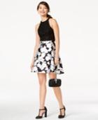 Speechless Juniors' Lace & Floral-print Fit & Flare Dress
