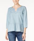 Tommy Hilfiger Embroidered Denim Peasant Top, Only At Macy's