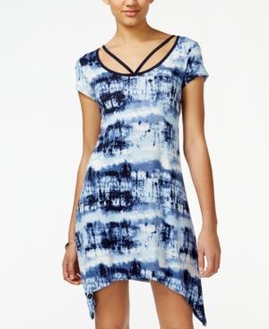 Ikeddi Juniors' Printed Asymmetrical-hem T-shirt Dress