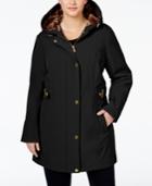 Via Spiga Plus Size Printed-trim Hooded Raincoat