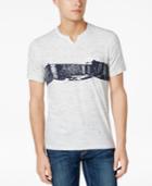 I.n.c. Men's Brushstroke Stripe-print Split-neck T-shirt, Created For Macy's