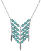 Lucky Brand In Silver-tone Multi-stone And Feather Detail Statement Necklace