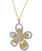 Diamond Flower Pendant Necklace (1 Ct. T.w.) In 14k White And Yellow Gold