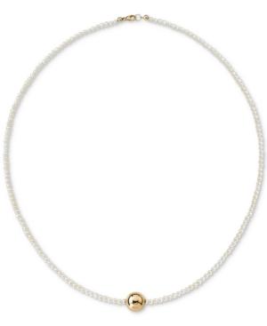 Cultured Freshwater Pearl (2-1/2mm) & Gold Bead 18 Collar Necklace In 14k Gold