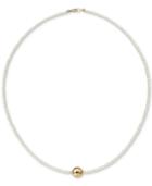 Cultured Freshwater Pearl (2-1/2mm) & Gold Bead 18 Collar Necklace In 14k Gold