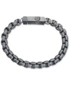 Esquire Men's Jewelry Antique-look Rounded Box-link Bracelet In Gunmetal Ip Over Stainless Steel.