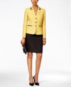Tahari Asl Colorblocked Three-button Skirt Suit