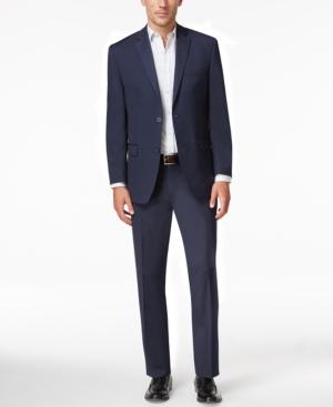 Marc New York By Andrew Marc Men's Slim-fit Navy Mini-stripe Suit