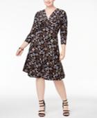 Anne Klein Plus Size Printed Twist-front Dress