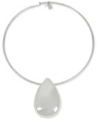 Robert Lee Morris Soho Silver-tone Sculptural Teardrop Stone 16 Pendant Necklace