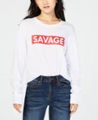 Love Tribe Juniors' Long-sleeve Savage-graphic T-shirt