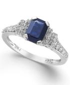 Sapphire (1 Ct. T.w.) And Diamond (1/3 Ct. T.w.) Ring In 14k White Gold