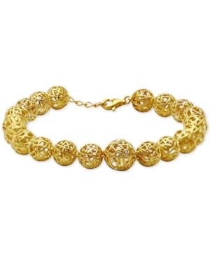 Kesi Jewels Diamond & White Topaz Accent Openwork Ball Link Bracelet In 18k Gold-plated Sterling Silver