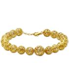 Kesi Jewels Diamond & White Topaz Accent Openwork Ball Link Bracelet In 18k Gold-plated Sterling Silver