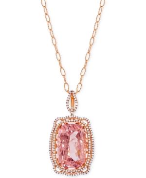 Lali Jewels Morganite (16-3/4 Ct. T.w.) And Diamond (5/8 Ct. T.w.) Pendant Necklace In 18k Rose Gold