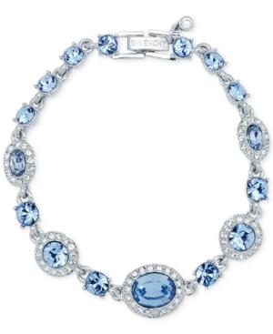 Givenchy Silver-tone Pave & Blue Stone Flex Bracelet