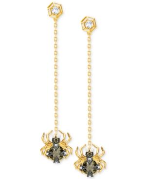 Swarovski Two-tone Crystal & Imitation Pearl Spider Linear Drop Earrings