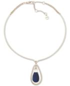 Dkny Gold-tone Blue Stone Orbital Pendant Necklace, Created For Macy's