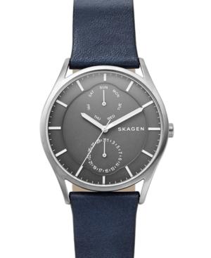 Skagen Men's Holst Blue Leather Strap Watch 40mm