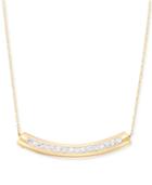 Signature Gold Swarovski Crystal Curved Bar 18 Pendant Necklace, Created For Macy's