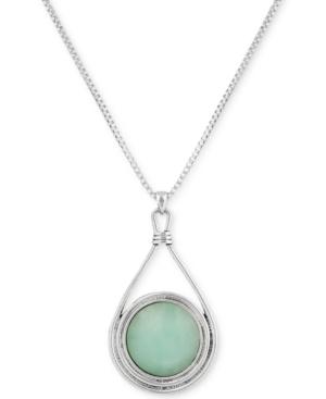 Lucky Brand Silver-tone Round Stone Reversible 32 Pendant Necklace